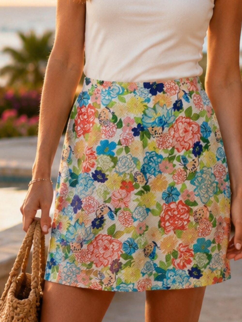 Women's Talbot Colorful Floral Textured A-Line Skirt  - Sz 16W
